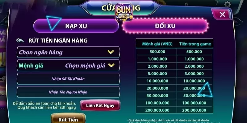 Nạp rút tiền vô cùng đơn giản